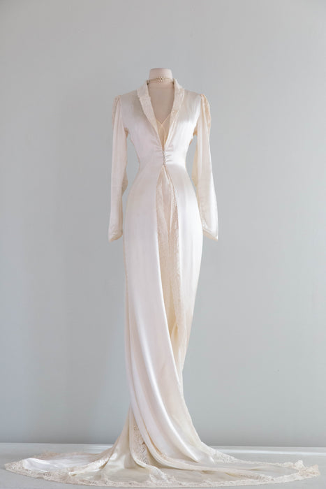 Sublime 1930’s Wedding Coat With Lace Insets and Train / SM