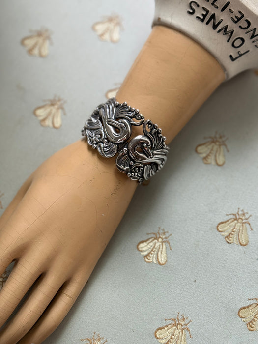 Rare Midcentury Margot de Taxco Sterling Silver Bird Bracelet