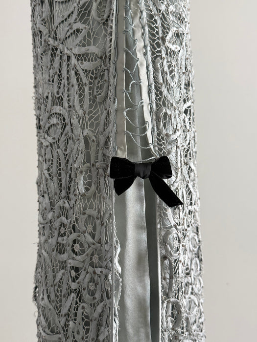 Stunning Vintage Beaded Silk Soutache Gown With Matching Jacket / M