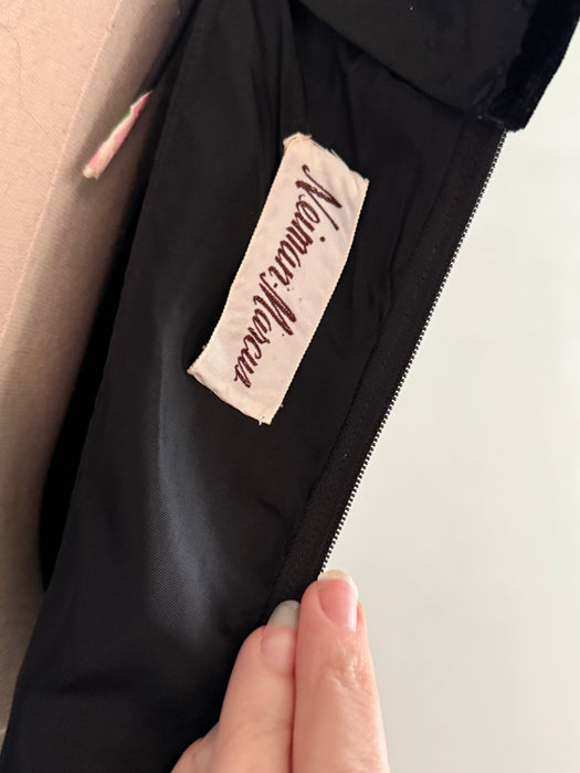 Stunning 1950's Silk Rose Garden Print Party Dress From Neiman Marcus / S