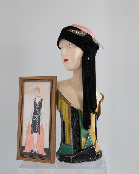 Stunning 1920’s Flapper Era Evening Cloche Fringe / 22 1/2