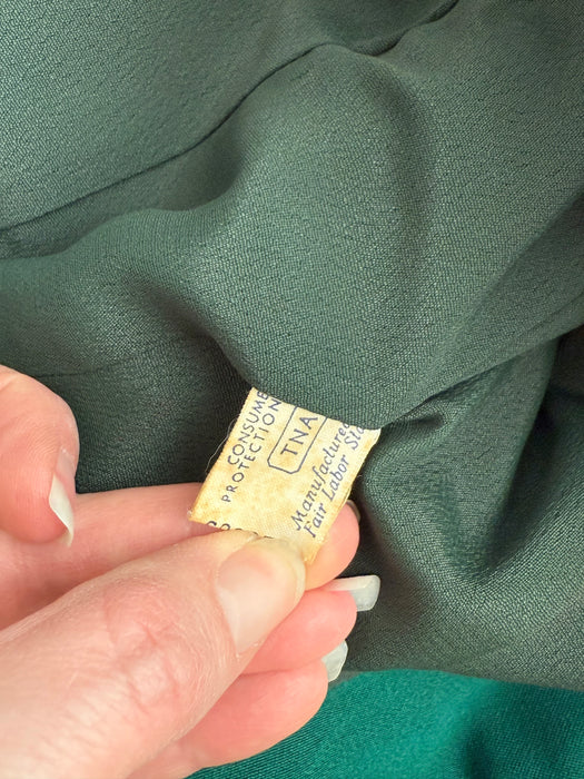 Rare 1940’s Emerald Green Gabardine Two Piece Suit Attributed to Lilli Ann / Small