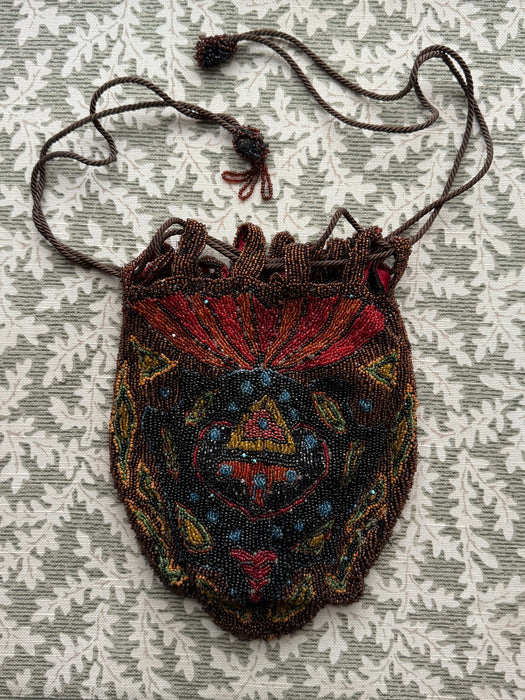 Beautiful 1920’s Hand Beaded Drawstring Hand Bag