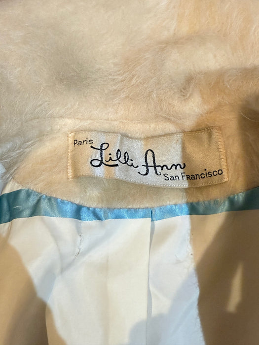 Dreamy Early 1960's Pastel Candy 🍭 Striped Ivory Lilli Ann Cocoon Coat / Petite SM