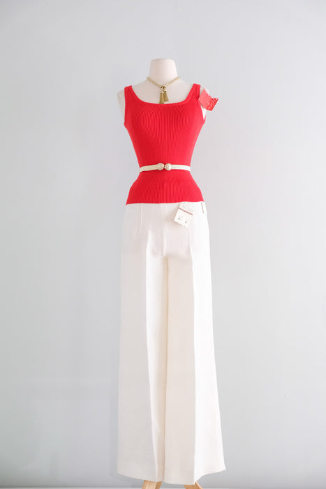 Vintage 1970’s NOS Cherry Ribbed Knit Tank by Yves Saint Laurent / S