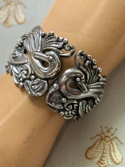 Rare Midcentury Margot de Taxco Sterling Silver Bird Bracelet
