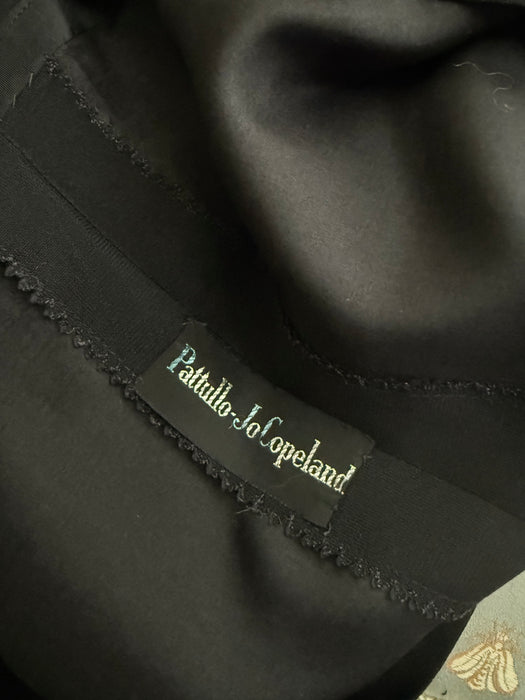 Fabulous 1950's Little Black Dress By Patullo Jo-Copeland with Pink Roses / M