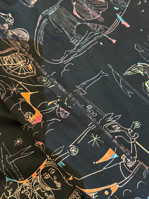 Rare 1950's "ILIAD" Novelty Print Cotton Strapless Sun Dress With Matching Shawl By Saba / SM