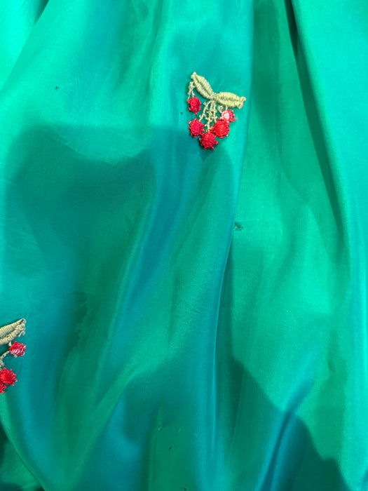 1950’s “Under The Mistletoe” Emerald Green Taffeta Party Dress From Saks / Small