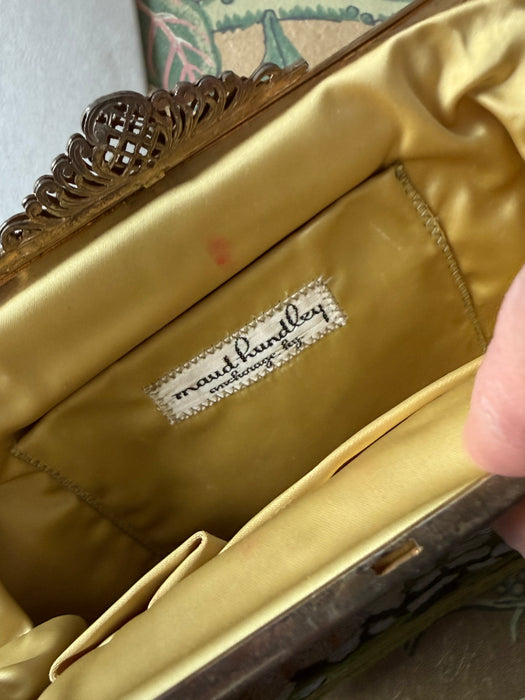 Lovely Antique Embroidered Handbag Crafted By Maud Hundley