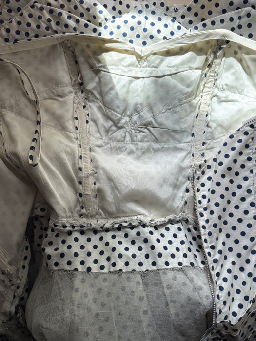 Glamorous & Iconic 1950's Strapless Polka Dot Party Dress By Fred Perlberg / XS