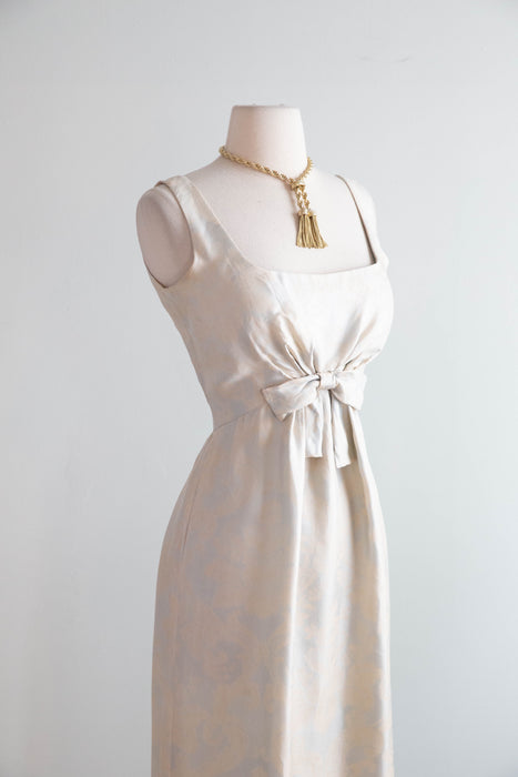 Elegant 1960’s Baroque Print Silk Evening Gown From Saks Fifth Ave. / Small