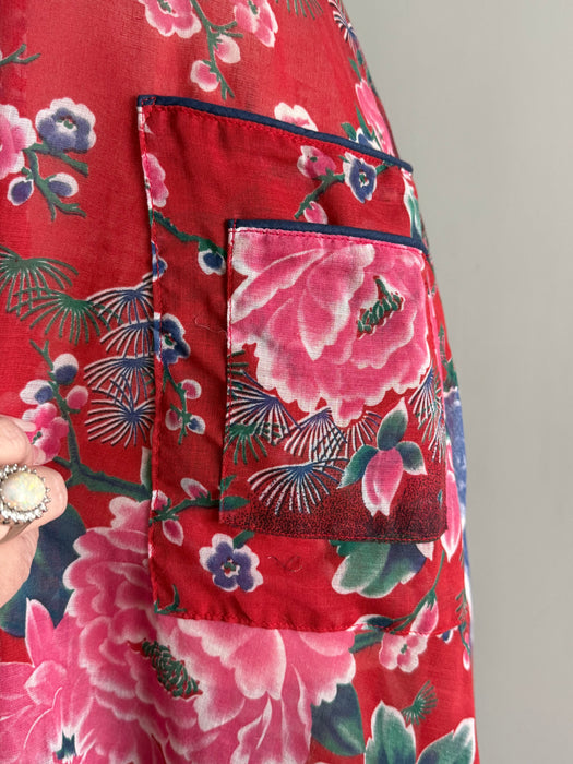 Gorgeous 1970’s Red Cotton Voile Maxi Dress by Foxy Lady / S