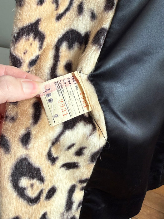 Fabulous 1960s Leopard Print Faux Fur Coat / XS