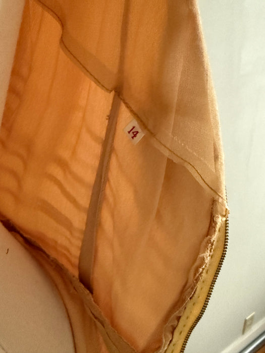 Stunning 1950’s Demi Couture Honey Silk Chiffon Evening Dress / M