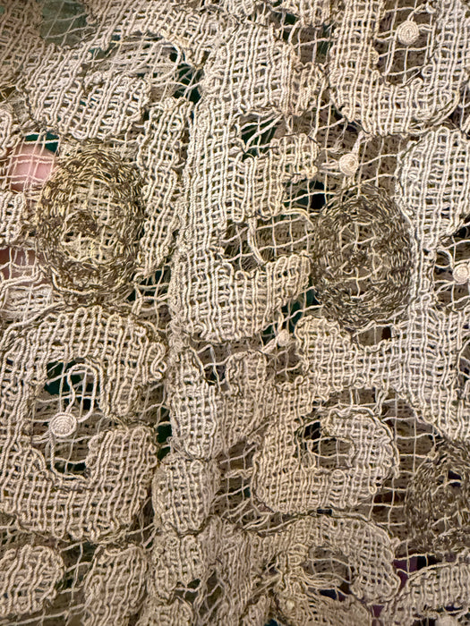 Gorgeous 1930's Violet Rayon Dressing Gown With Lace Sleeves / SM