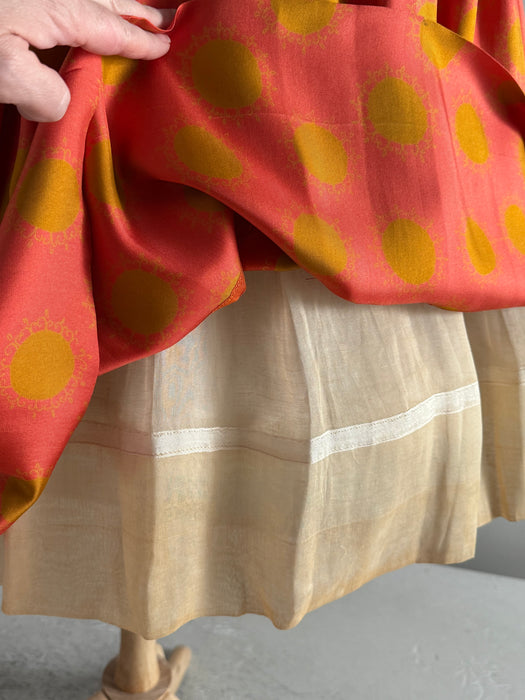 Fabulous 1950’s Autumn Sun Silk Dress By Georgia Bullock / M
