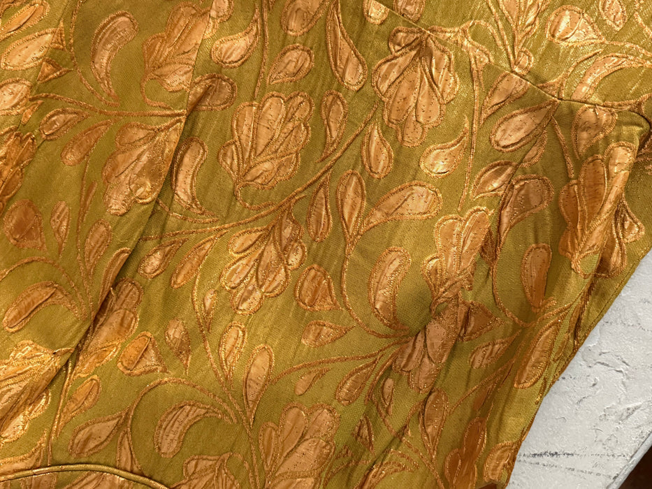Showstopping 1960's Copper Leaves Evening Dress By Heiser / S