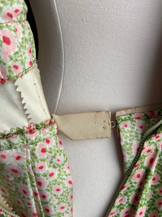Extraordinary 1950's Traina- Norell Knife Pleated Silk Floral Print Dress / M