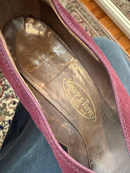 Killer 1940's Malaga Suede & Lizard Peep Toe Pumps By Krupp's / 7B