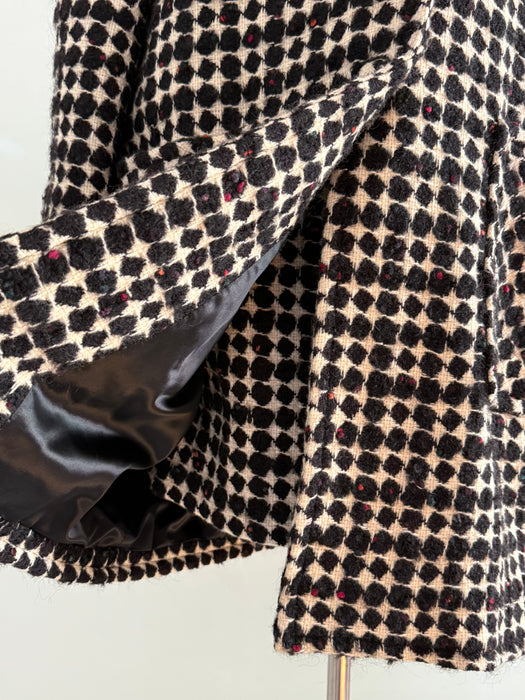 Fabulous 1980's Oversized Wool Geometric Pattern Coat & Skirt Set / SM
