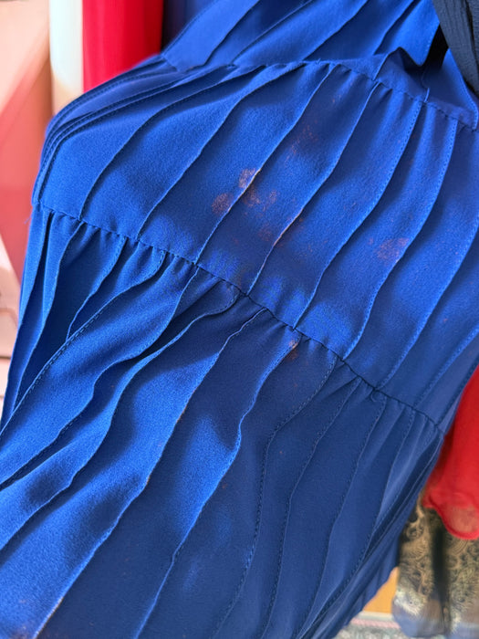 Stunning 1950's Larry Aldrich New Look Starburst Pleated Dress In Yves Klein Blue / M