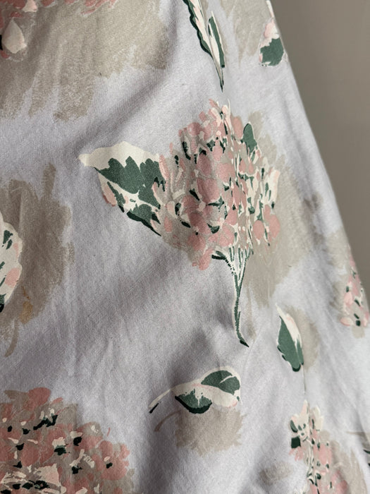 Dreamy 1950's Polished Cotton Hydrangea Print Dress In Mirror Blue / M