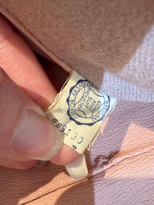 Impeccable Late 1940's Rose Taupe Wool Ladies Two Piece Suit by Natalie Green / XS