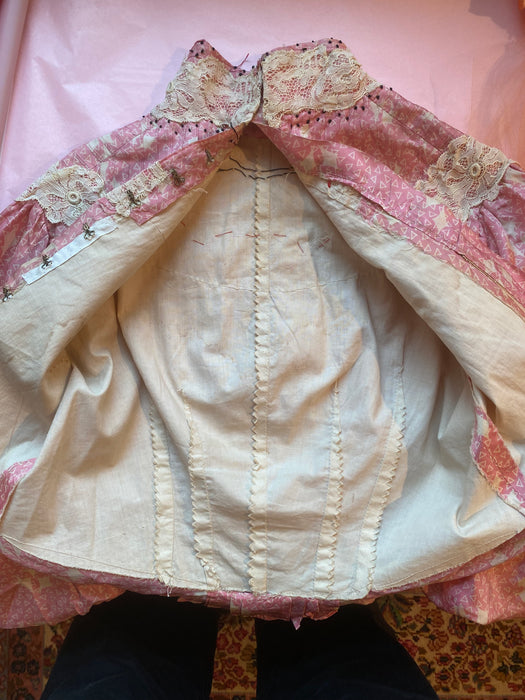 Edwardian Pink Silk & Lace Blouse / Extra Small