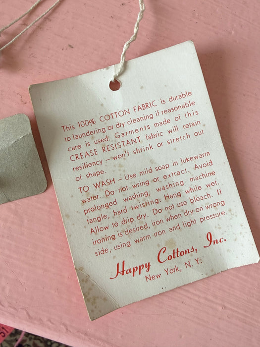 Classic 1950's "Happy Cottons" Day Dress With Original Tags / M