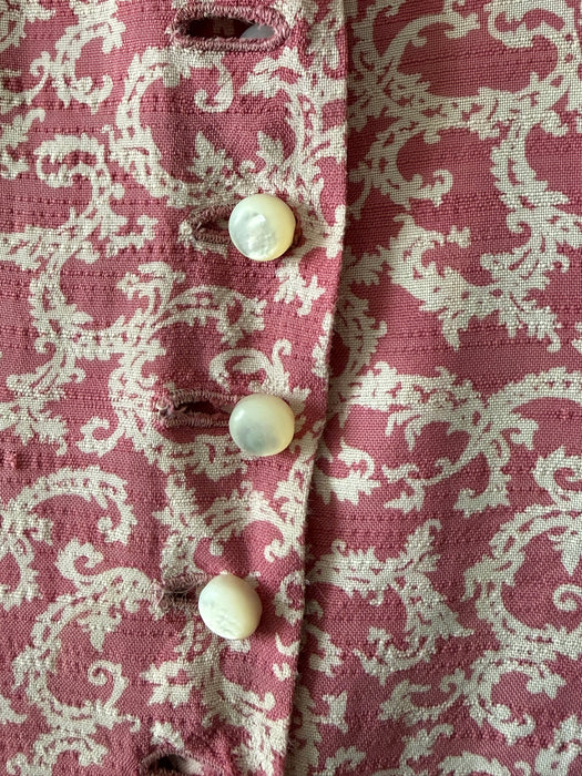 Darling 1940's Pink Rayon Print Summer Dress / Small