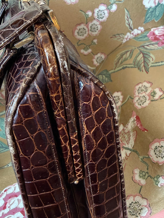 Gorgeous 1950's Genuine Crocodile Handbag, c. 1950s