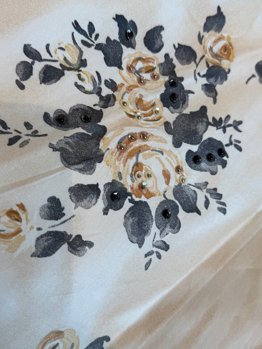 Spectacular 1950's Alex Coleman Polished Cotton Rose Print Circle Skirt / M