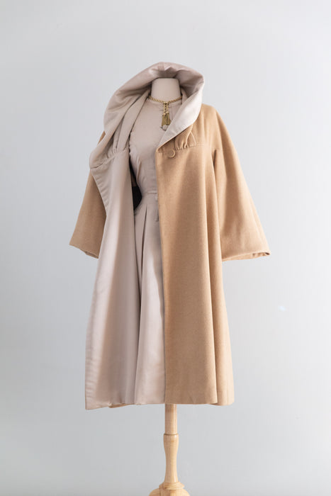 Fabulous Late 1950’s Cashmere Coat and Matching Silk Dress Set / SM