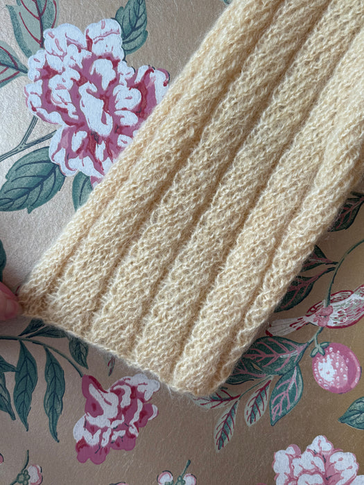 Beautiful Hand Knit Butter Yellow Wool & Mohair Duster  / SM