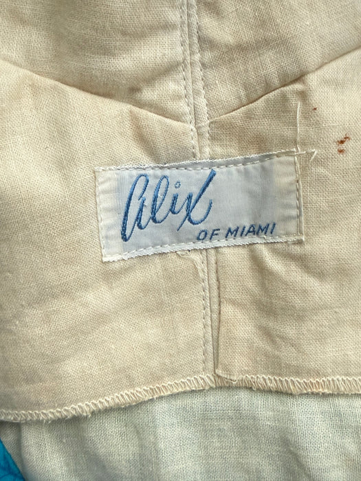 Fabulous Late 1950's Miami Bombshell Cotton Sarong Sun Dress By Alix of Miami / M