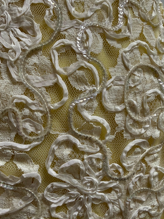 Glamorous 1960's Aurora Sequined Evening Gown In Lemon Sorbet / SM