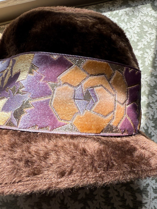 Fabulous 1960's Fur Felt Chocolate Cloche Hat With Deco Band By James Cambell