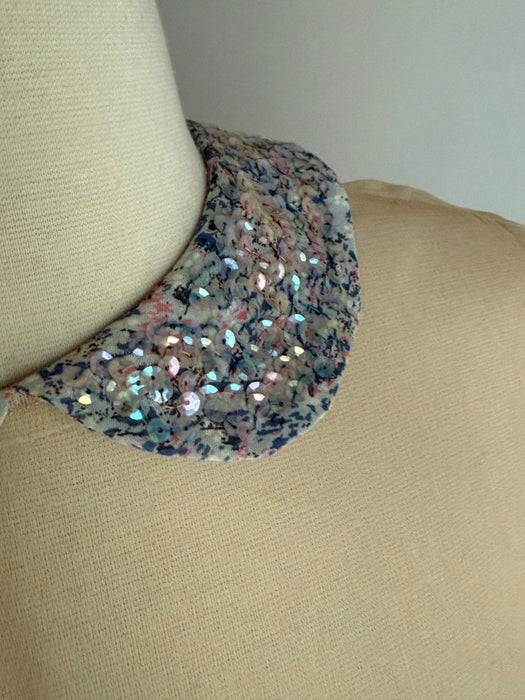 Impressionist 1950's Peggy Hunt Illusion Bodice Cotton Cocktail Dress / SM