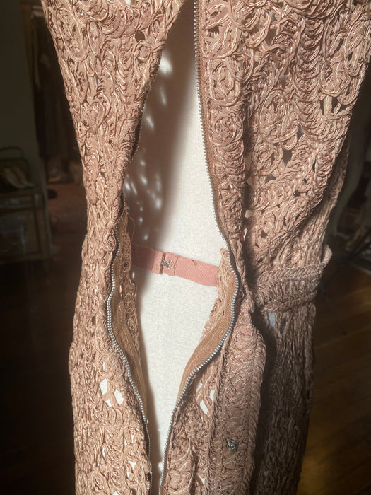 Stunning Early 1950's Cocoa Ribbon Weave Wiggle Dress / Medium Xtabay Vintage Stunning Early 1950's Cocoa Ribbon Weave Wiggle Dress / Medium Xtabay Vintage