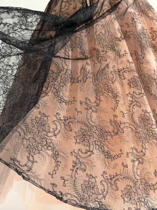 Exquisite Documented 1954 Mary Black Original French Chantilly Lace Cocktail Dress / S