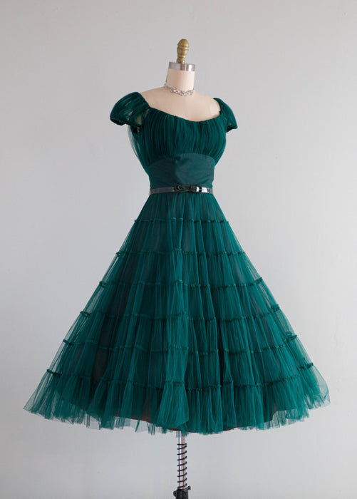 Stunning 1950's Emerald Green Party Dress By Filcol / Small – Xtabay Vintage