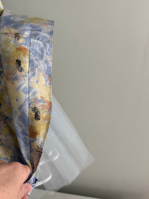 Breathtaking 1950's Impressionist Cotton Floral Party Dress / S