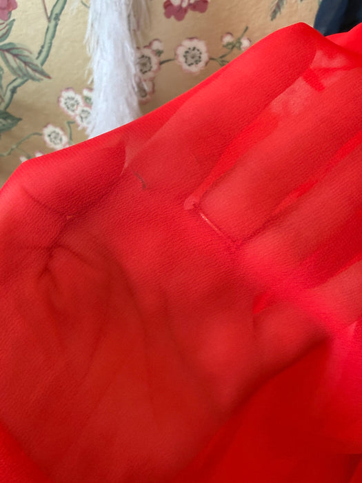 Late 1950's Little Red Party Dress in Chiffon / S