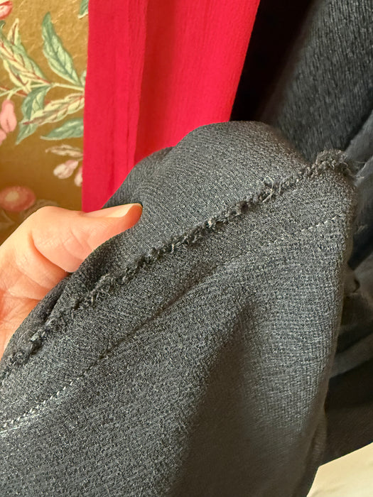 Rare 1930's Femme Fatale Liquid Black Satin Crepe Evening Gown With Crimson Sash / S