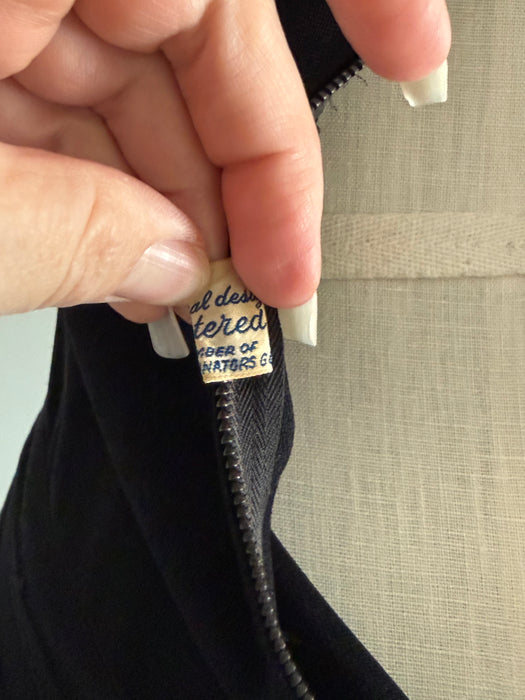 Vintage 1930's FOGA Rayon Crepe Black Evening Gown / SM