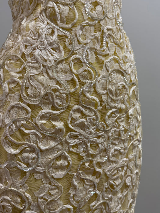 Glamorous 1960's Aurora Sequined Evening Gown In Lemon Sorbet / SM
