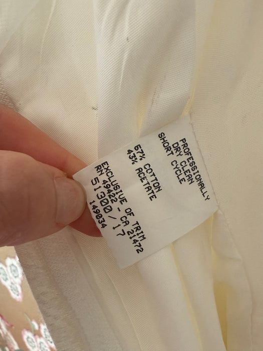 Dreamy 1980's Jessica McClintock OTS Ivory Brocade Wedding Gown / Medium