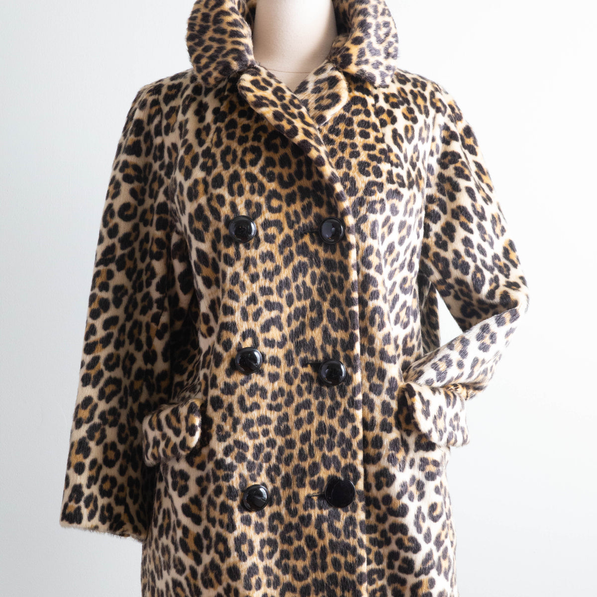 ヴィンテージヒョウ柄 Sportowneコート Glamorous 1960's Leopard Print Faux Fur Coat By Sportowne / Medium