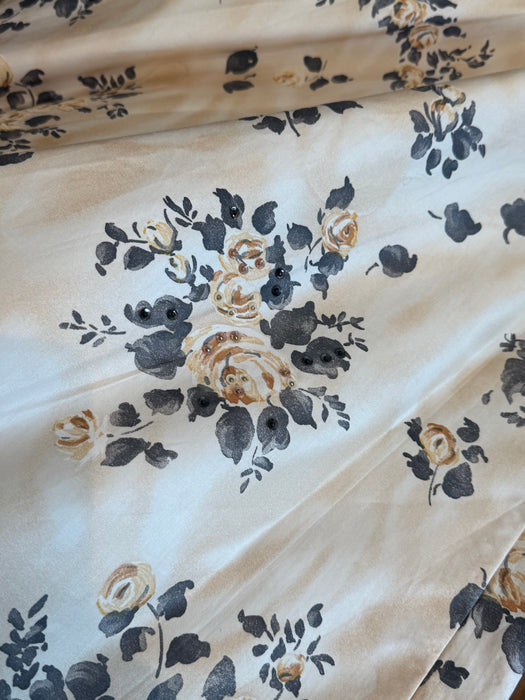 Spectacular 1950's Alex Coleman Polished Cotton Rose Print Circle Skirt / M
